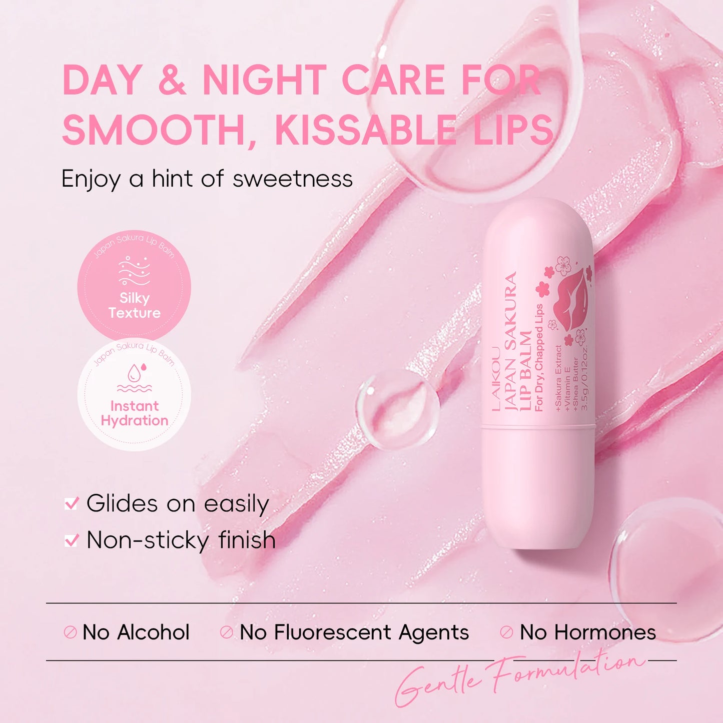 LAIKOU japon Sakura baume à lèvres hydratant repulpant traitement doux radieux soin des lèvres 3.5g