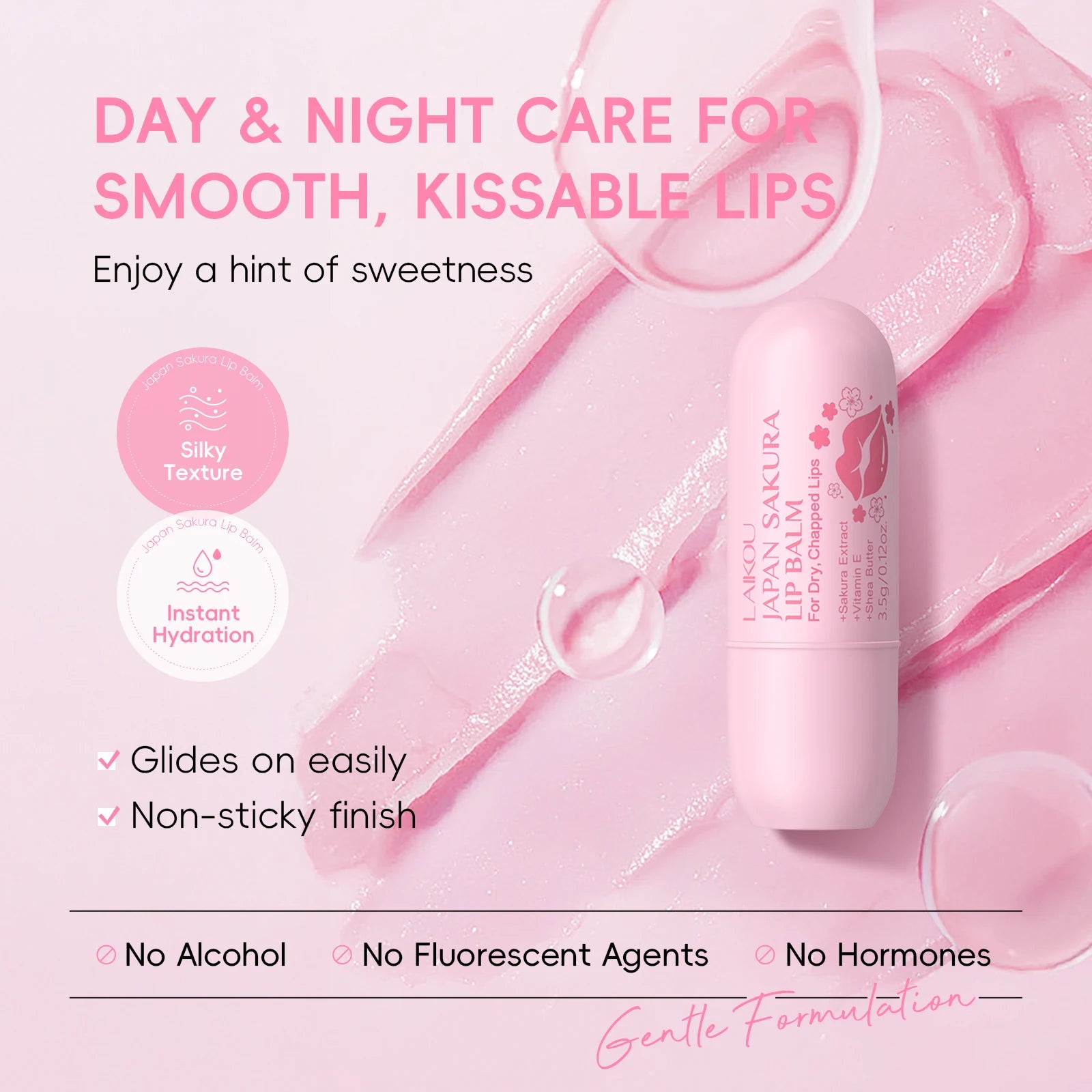 LAIKOU japon Sakura baume à lèvres hydratant repulpant traitement doux radieux soin des lèvres 3.5g