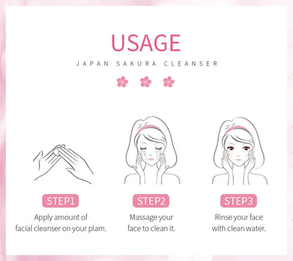 Laikou Sakura Whitening Facial Cleanser Foam Moisturizing Deep Remove Cleansing Acne Milk Oil Control Exfoliating Shrink Pores