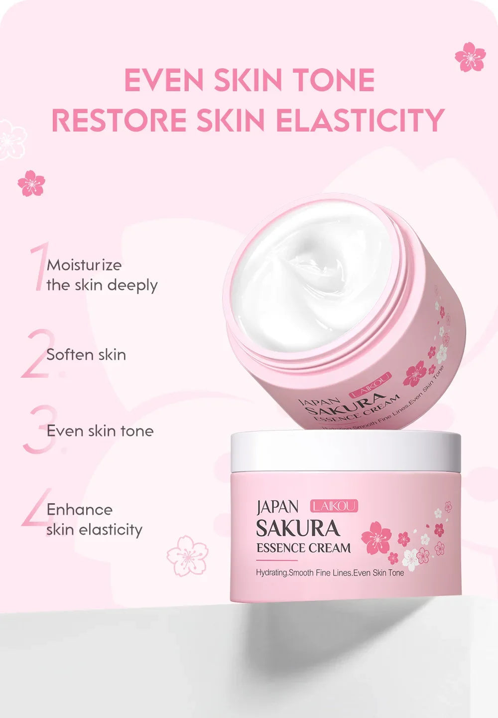 LAIKOU Japan Sakura Essence Cream Cherry Blossom Facial Cream Moisturizing Improving Dryness & Roughness Face Skin Care